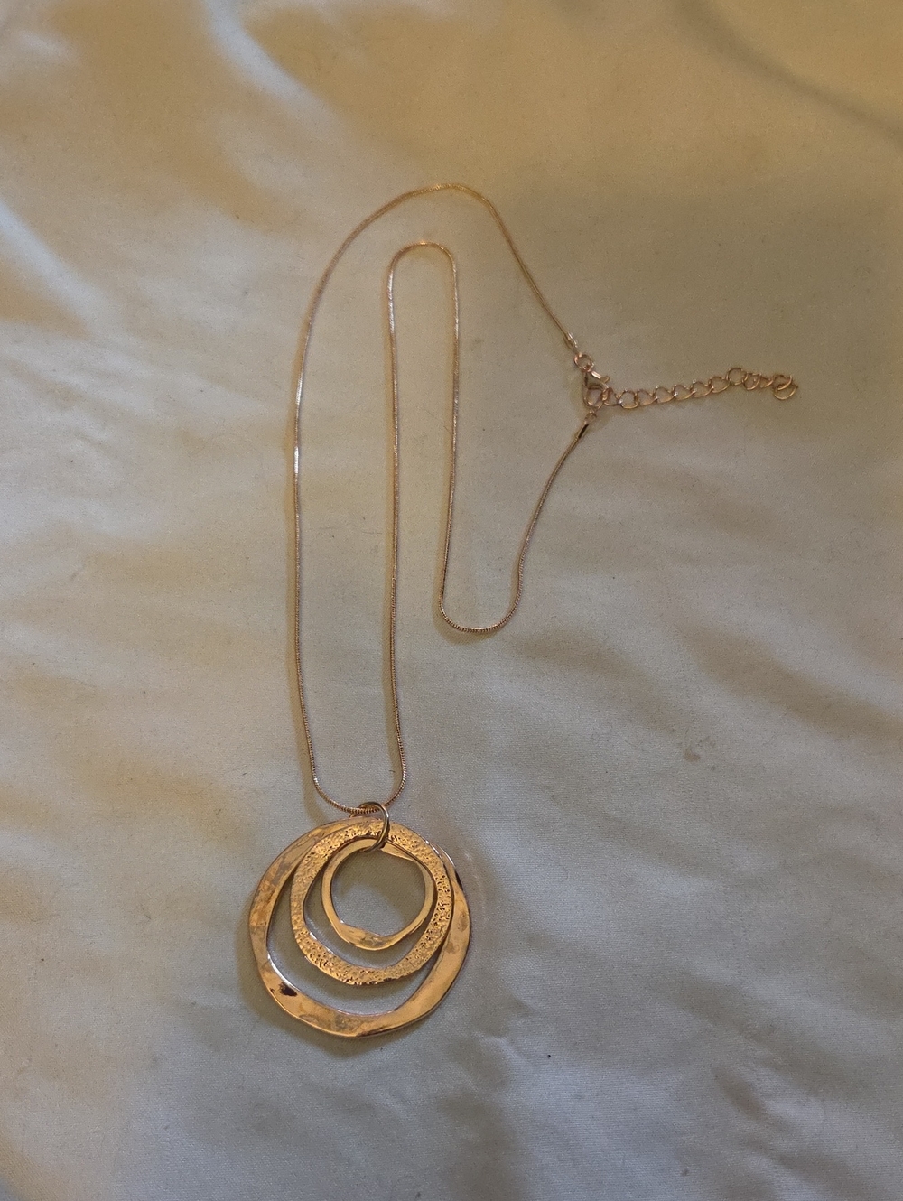 Copper-Tone Layered Circle Pendant Necklace - Elegant Women’s Jewelry